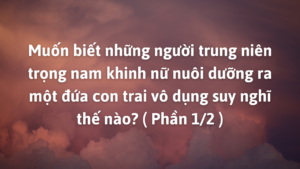 Muốn biết những người trung niên trọng nam khinh nữ nuôi dưỡng ra một đứa con trai vô dụng suy nghĩ thế nào? ( Phần 1/2 )-Weibo24h.com